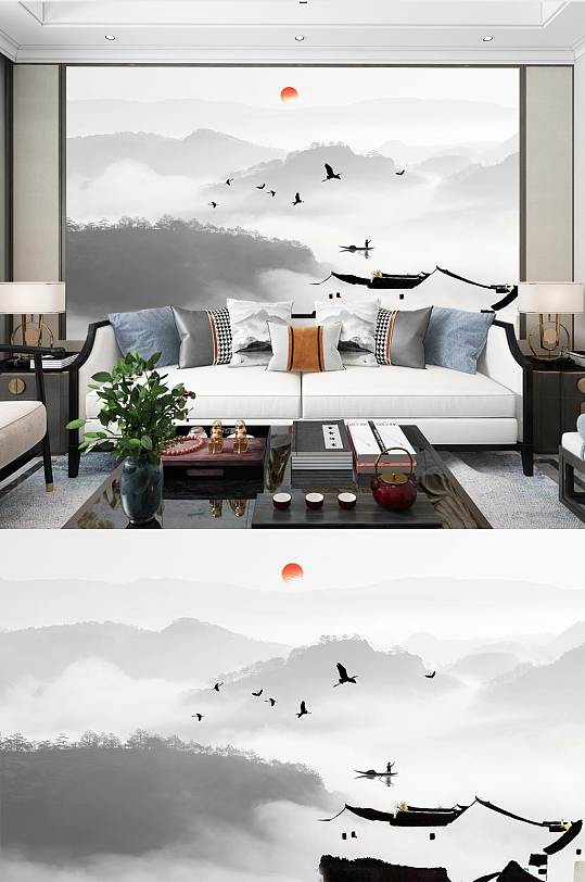 现代电视沙发背景墙-众图网