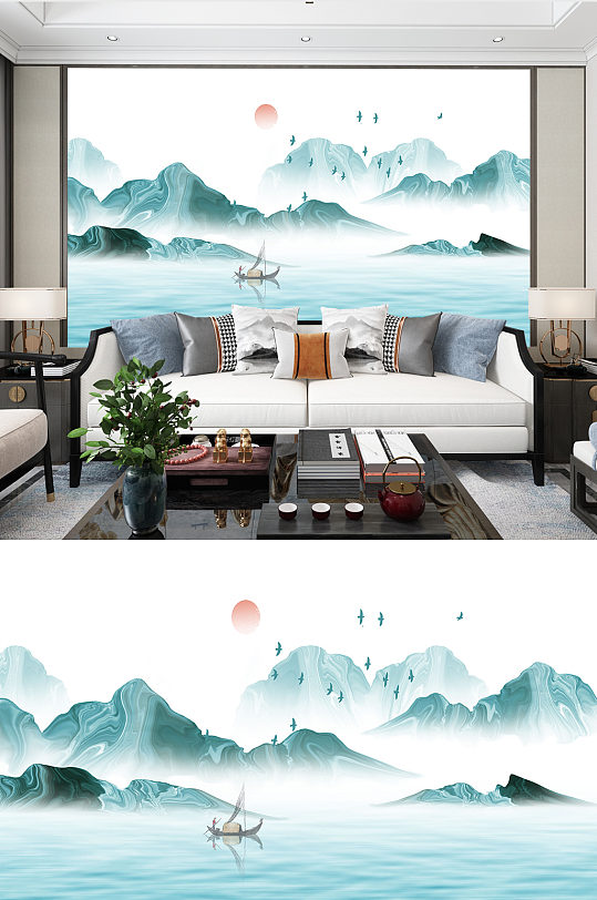 现代中式山水风景画