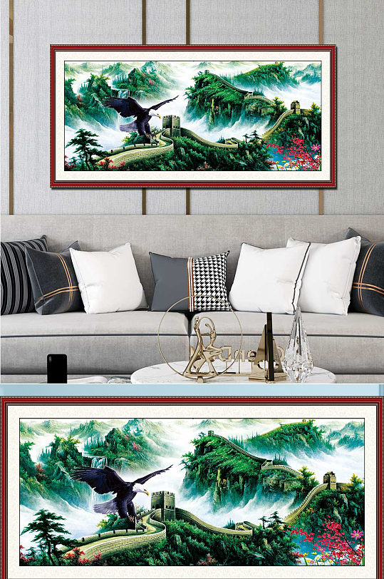 万里长城国画山水画-众图网