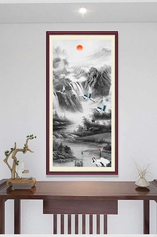 大气国画风景玄关装饰画-众图网