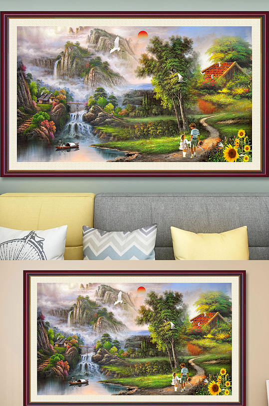 风景油画雪山装饰画-众图网