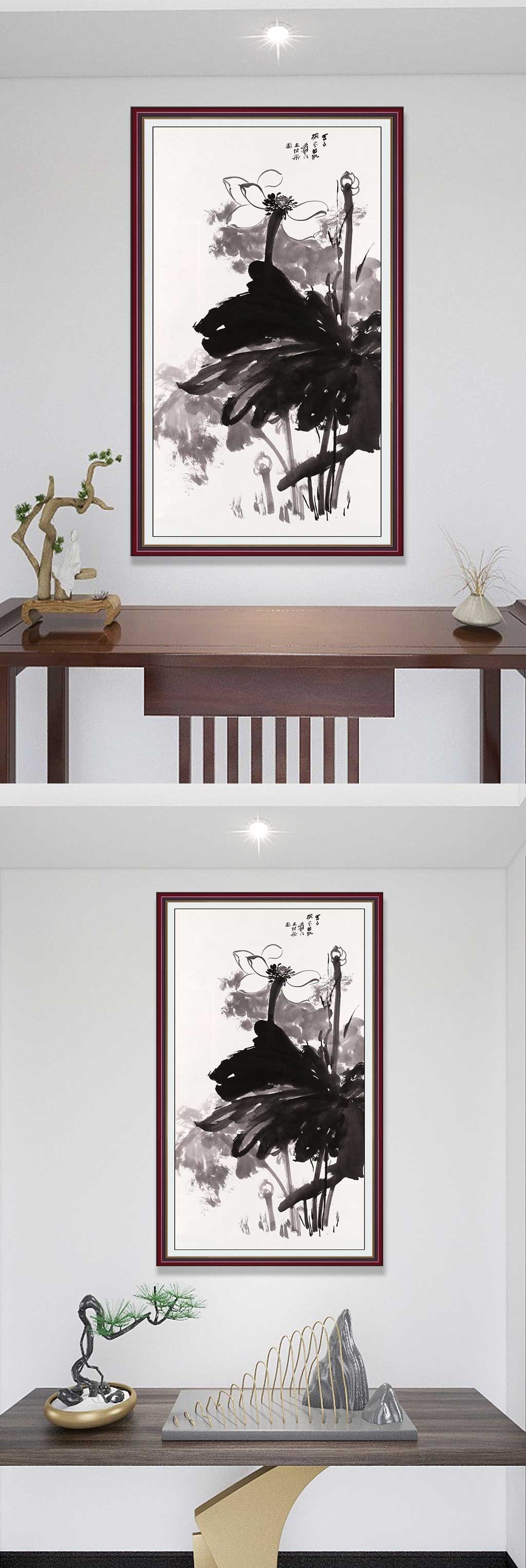 荷花水墨国画装饰画素材