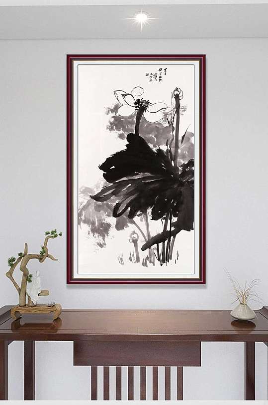 荷花水墨国画装饰画-众图网