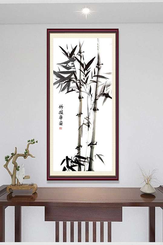 中式风格竹报平安国画-众图网