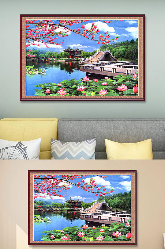 国画风景流水风景图-众图网