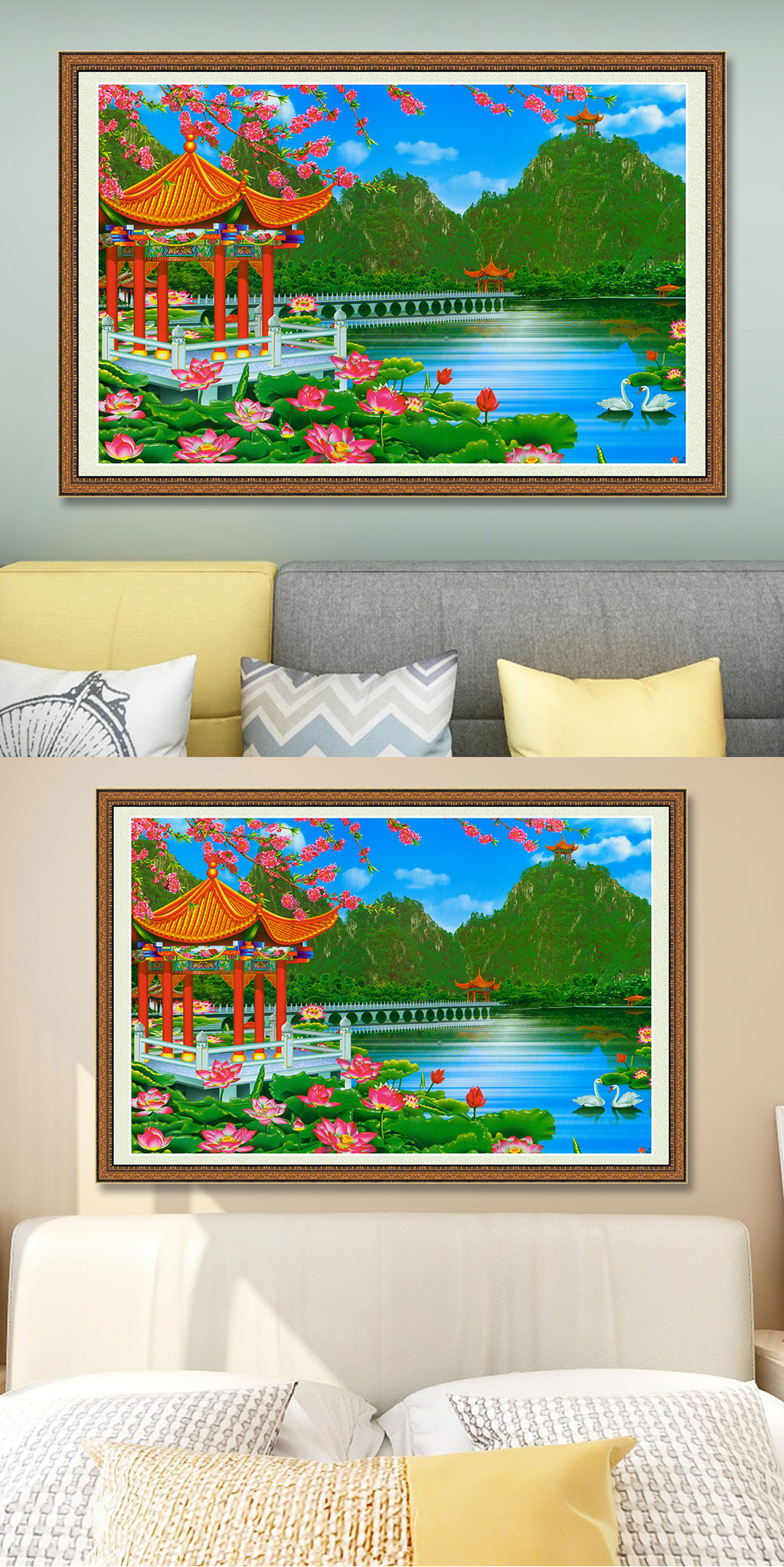 流水生财玄关装饰画素材