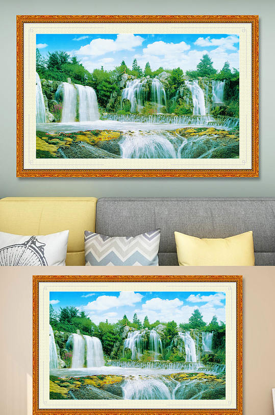 流水生财黄果树瀑布装饰画-众图网