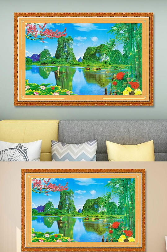 桂林山水甲天下玄关装饰画
