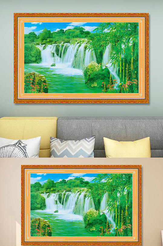 流水生财山水风景画-众图网