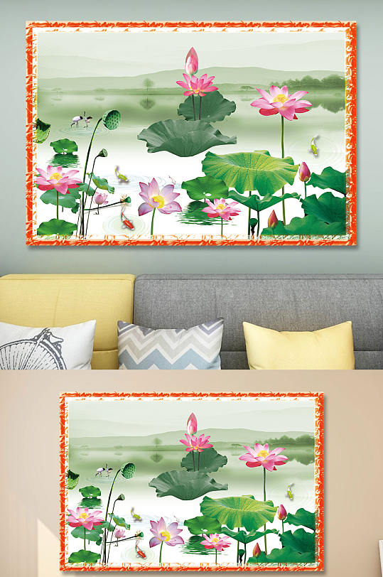 荷花国画风景装饰画-众图网