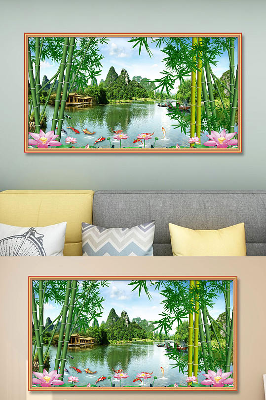 竹报平安风景装饰画-众图网