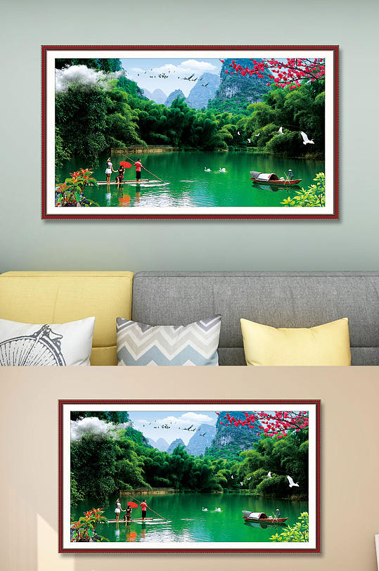 风景画江南绿水装饰画-众图网