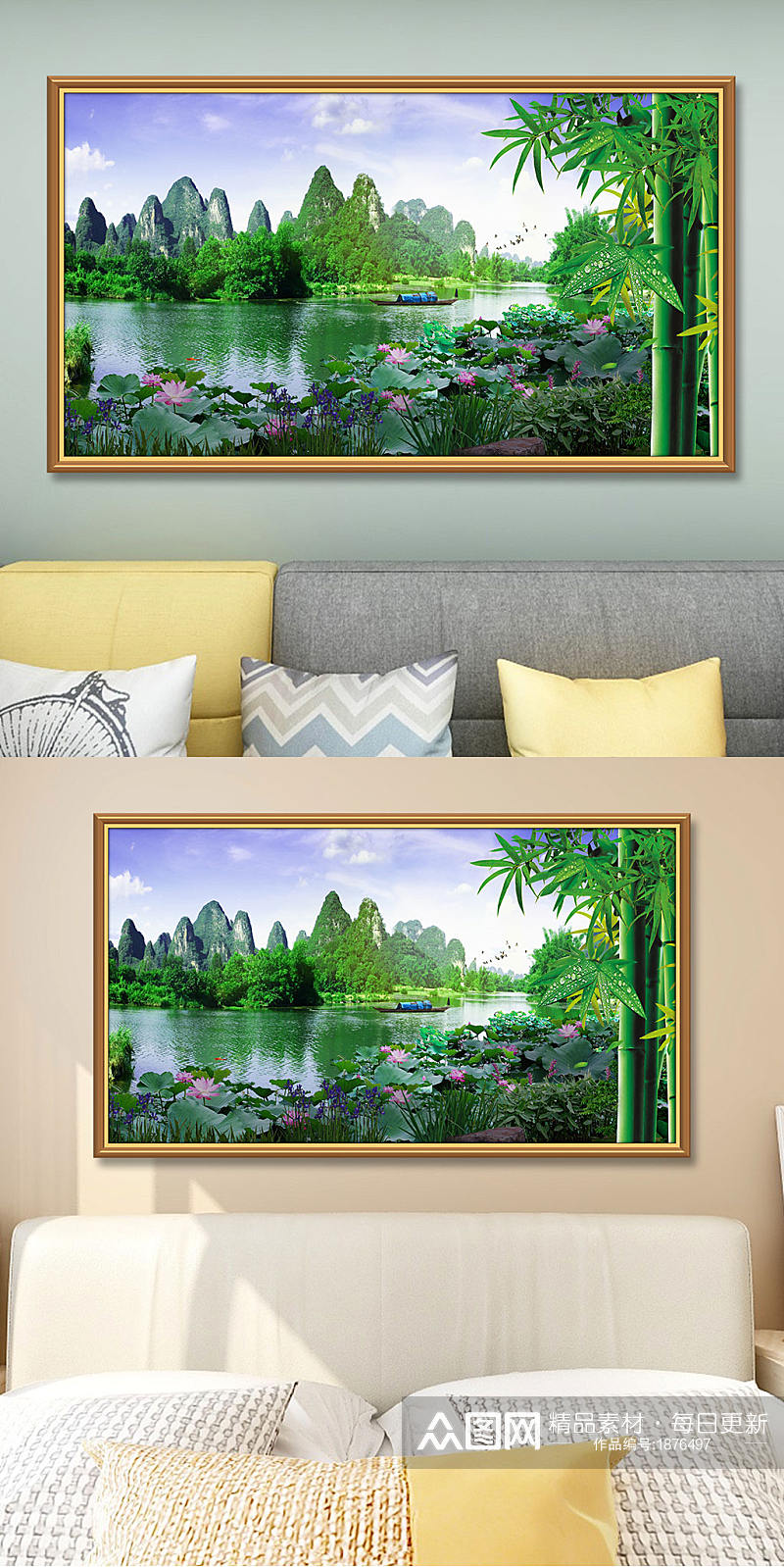 风景画桂林山中式画素材