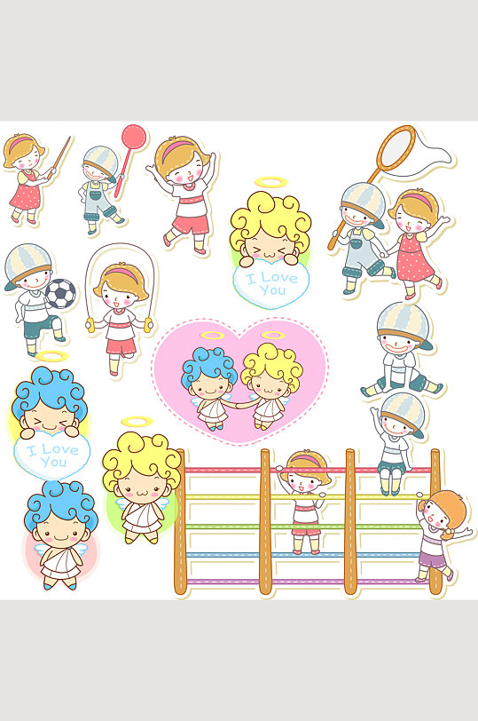 卡通儿童人物动漫免扣-众图网