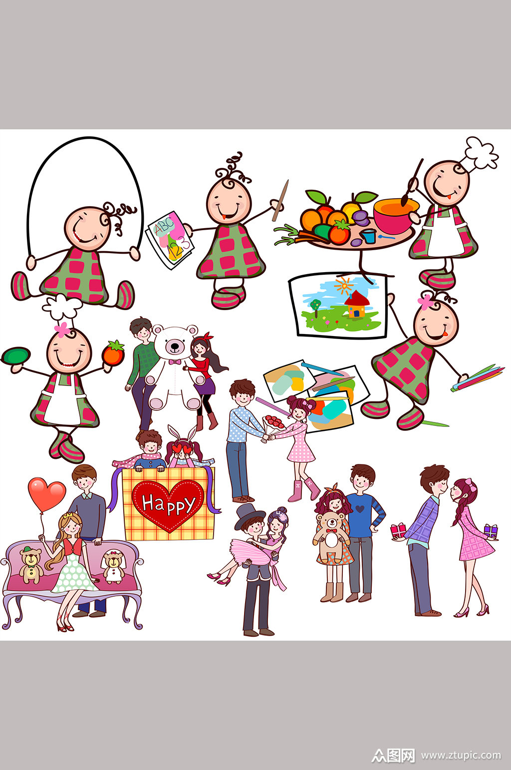 卡通手绘人物免扣图模板下载-编号2732379-众图网