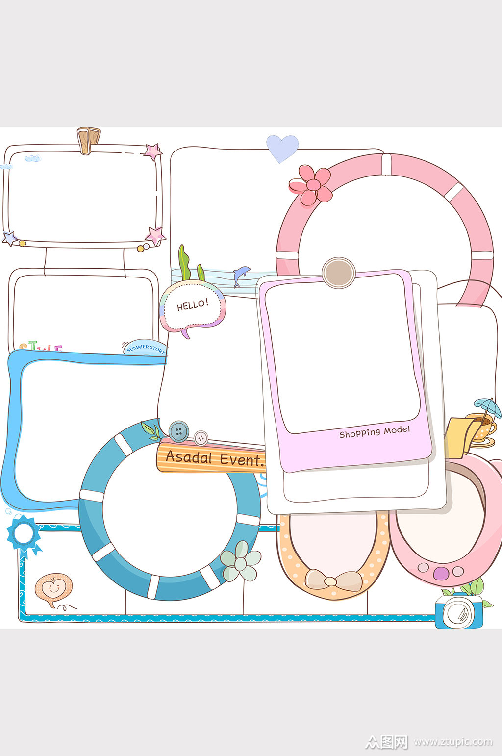 卡通素材可爱相框模板下载-编号2739307-众图网