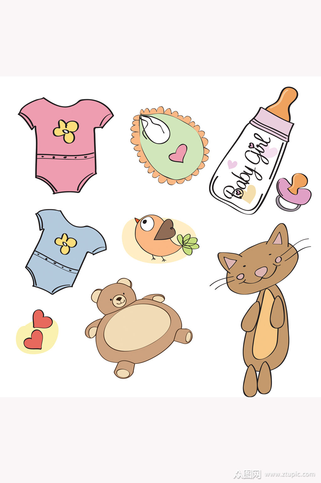 卡通动漫小孩衣服免扣素材