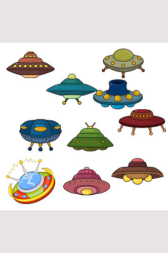 卡通手绘UFO飞行器素材