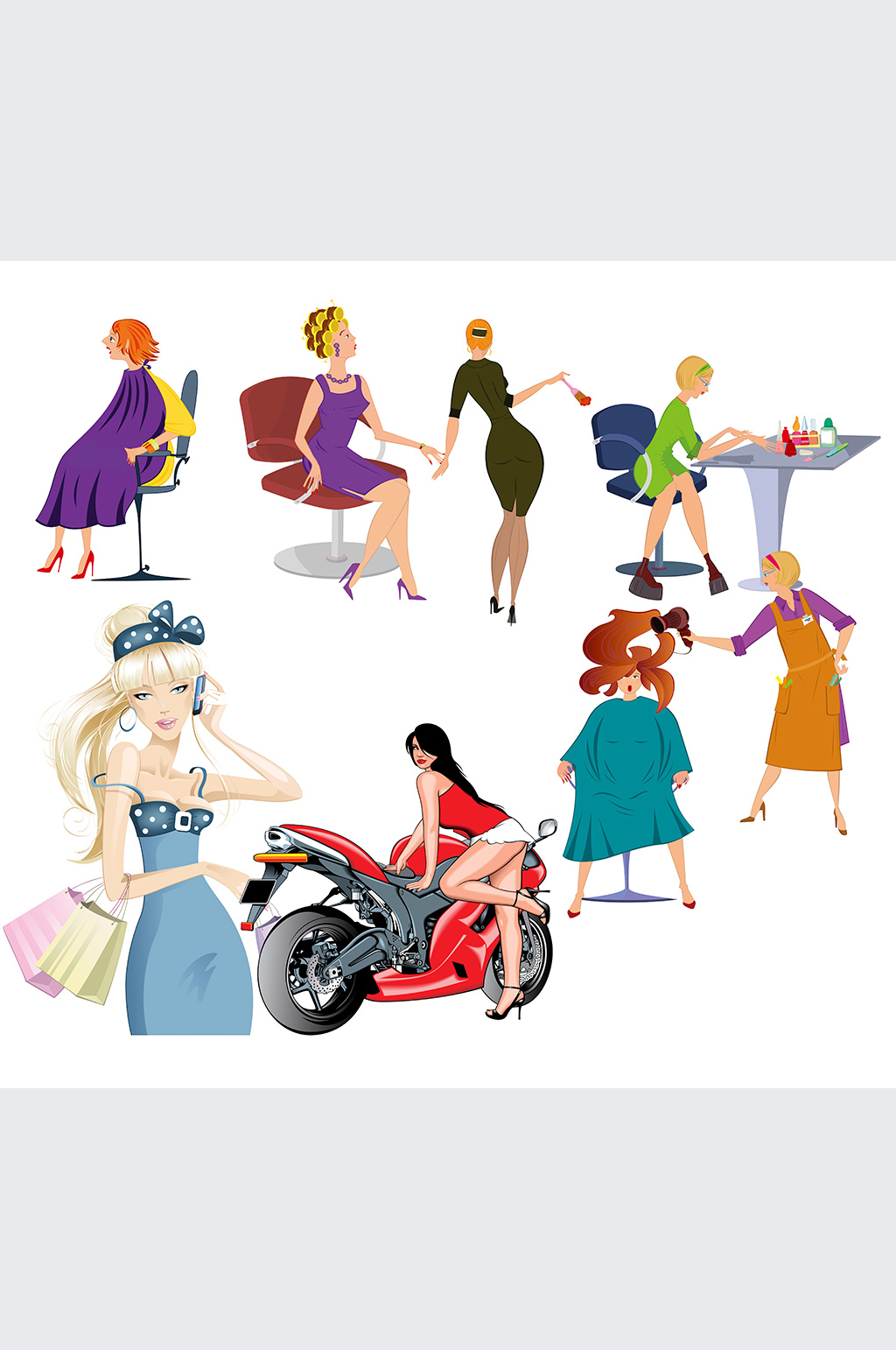 手绘卡通插画美女素材素材