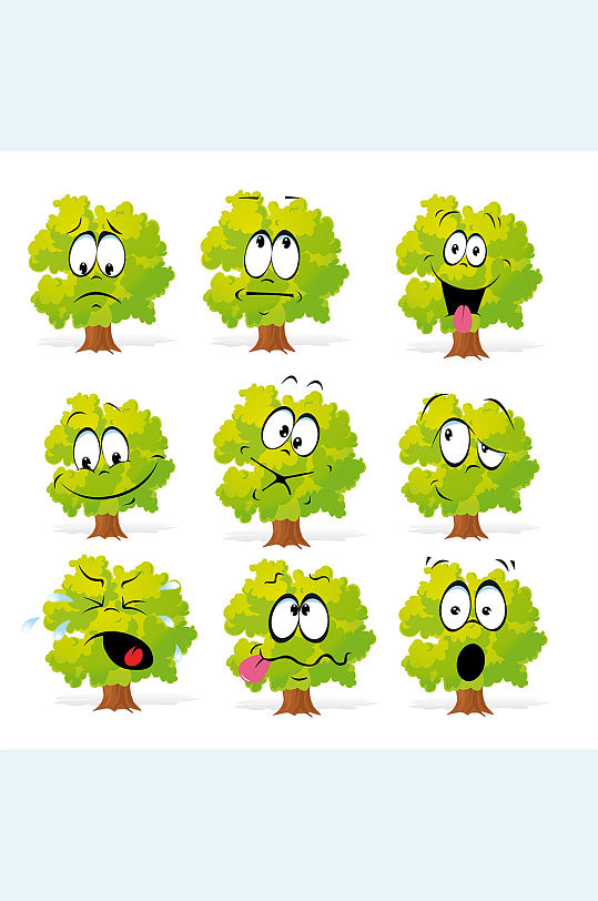 卡通手绘可爱表情树