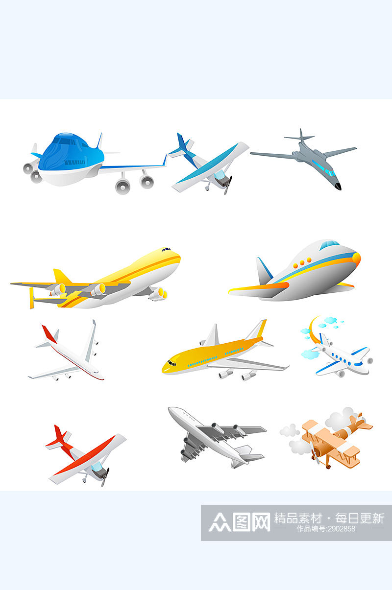 插画航空飞机素材素材