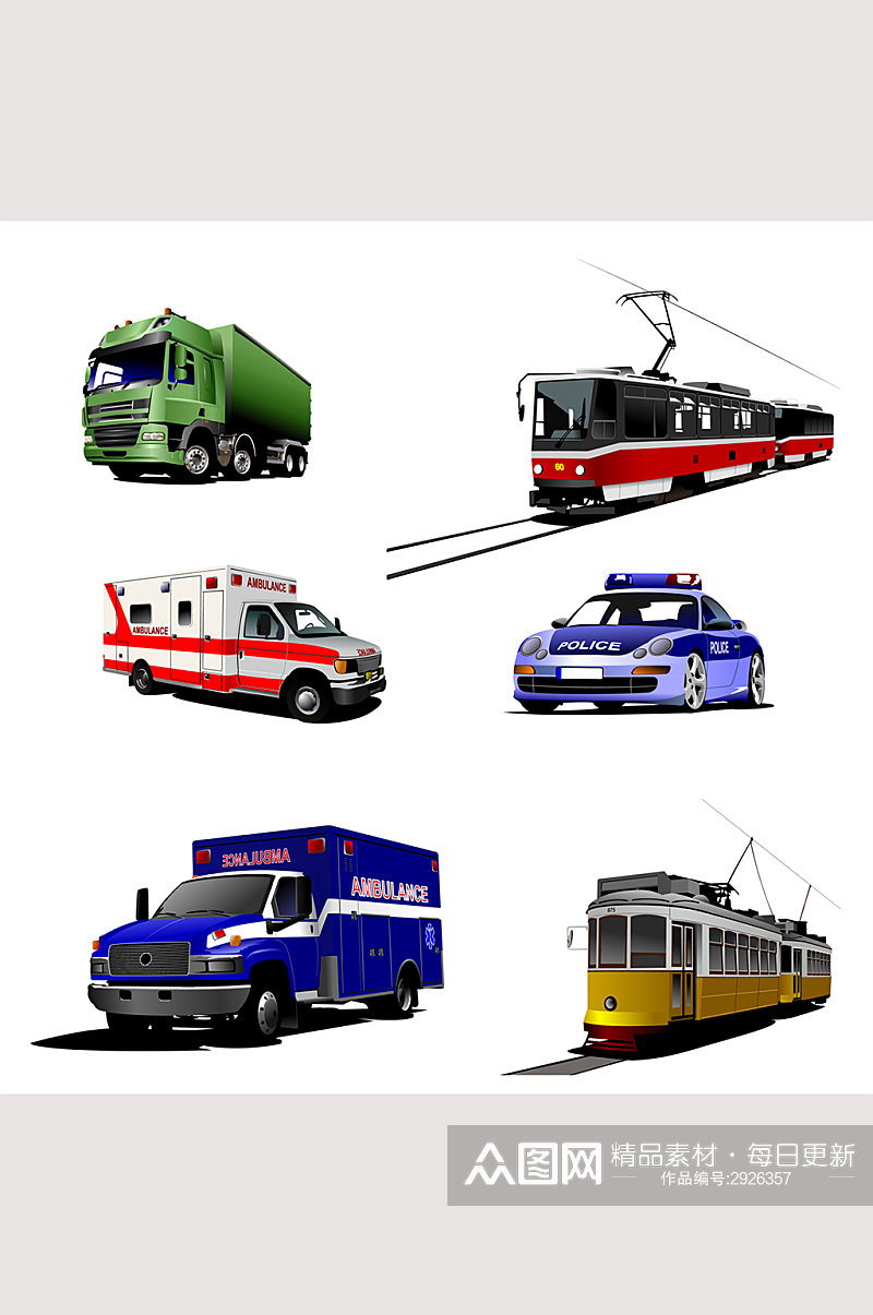 卡通动车救护车卡车素材素材