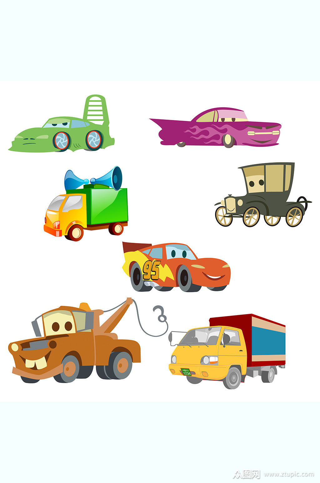 手绘卡通表情车素材模板下载-编号3034347-众图网