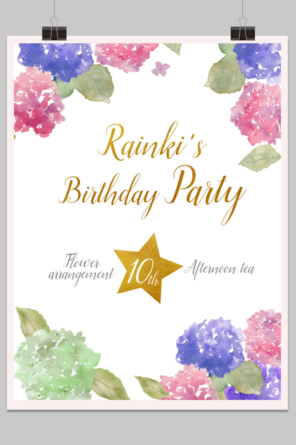 甜美少女水彩生日海报素材