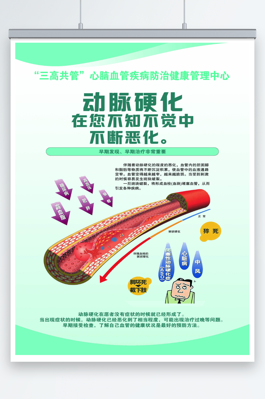 三高共管心脑血管疾病防治海报素材