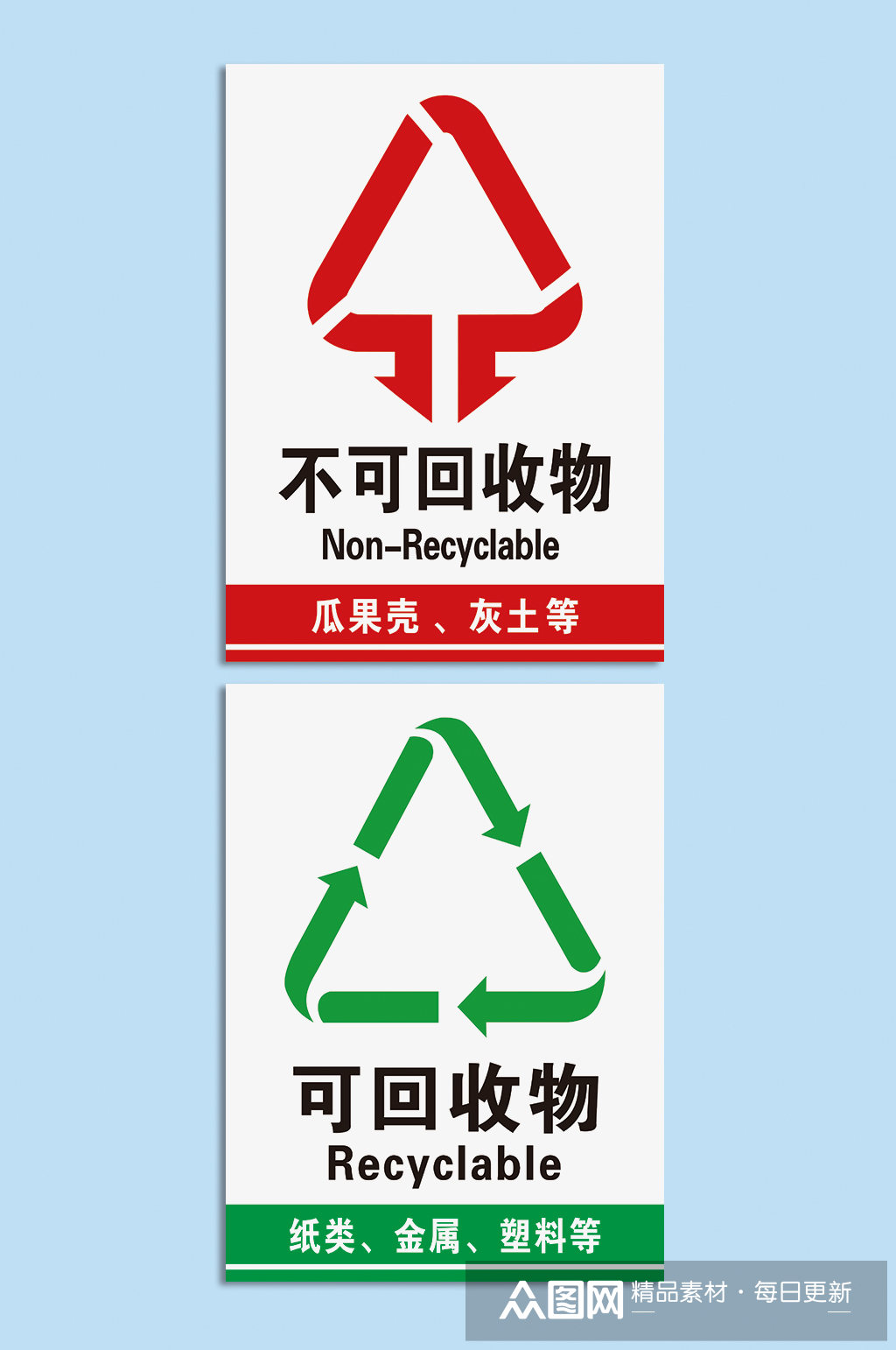可回收物不可回收物垃圾分类素材