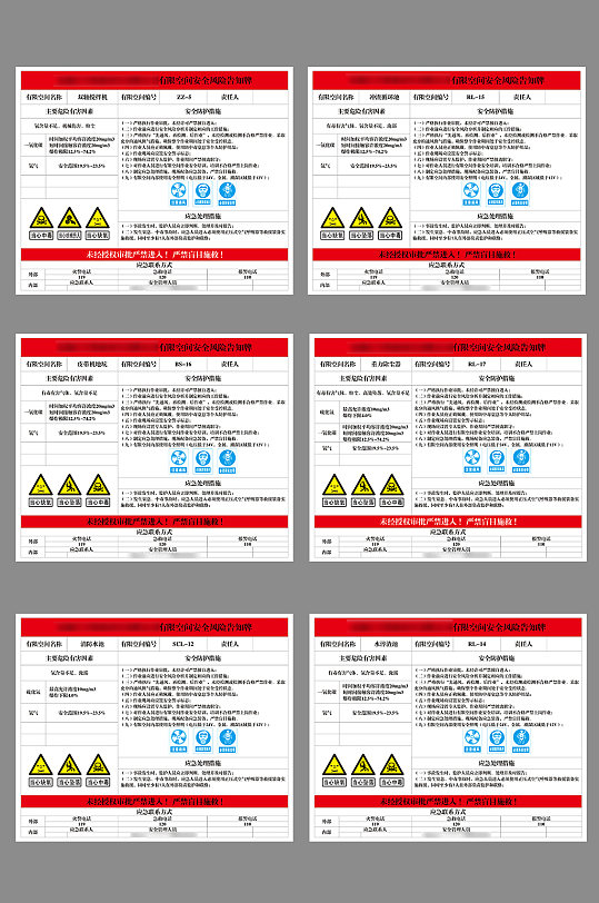 有限空间作业安全风险告知牌