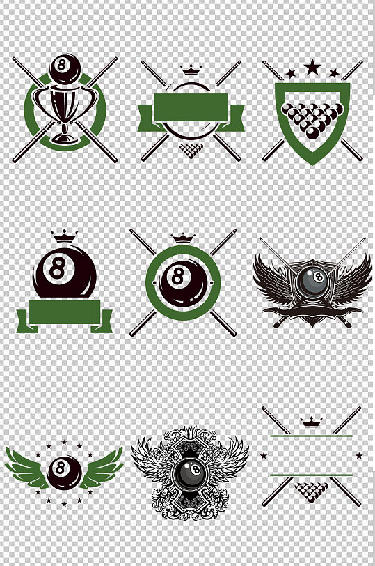 手绘台球桌球标志设计