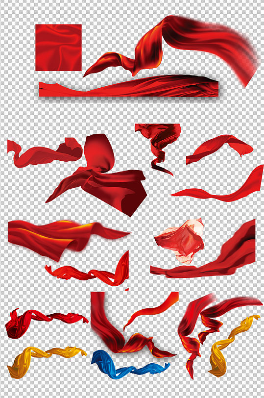 红色丝绸红色飘带金色飘带