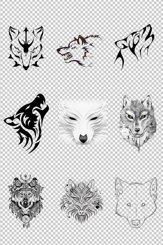 手绘画狼文化素材