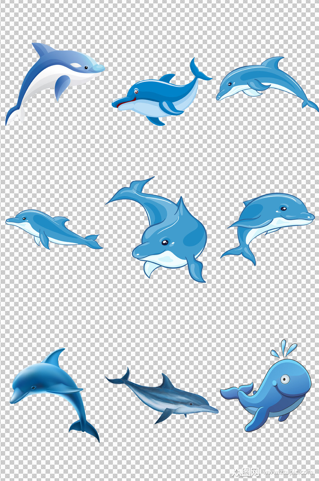 卡通动物海豚设计png