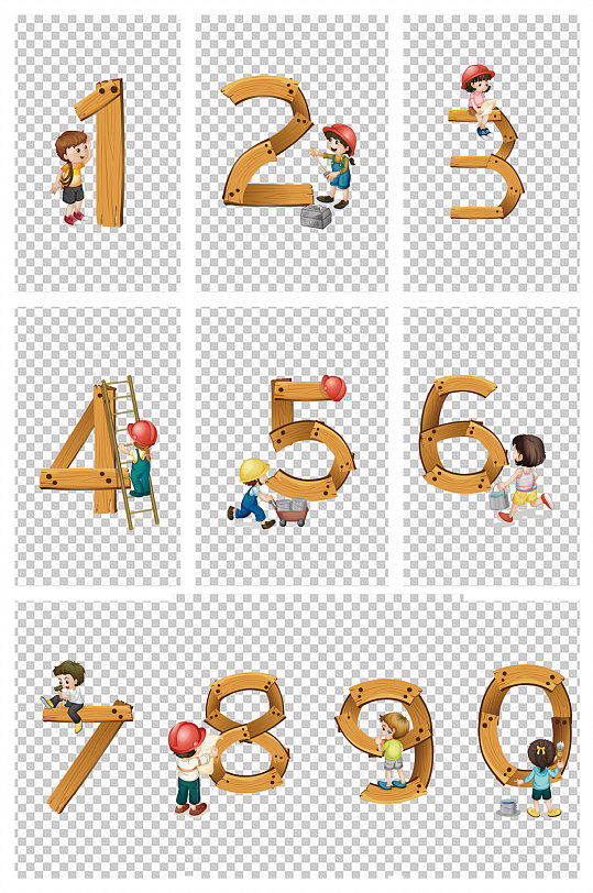 卡通數字兒童素材