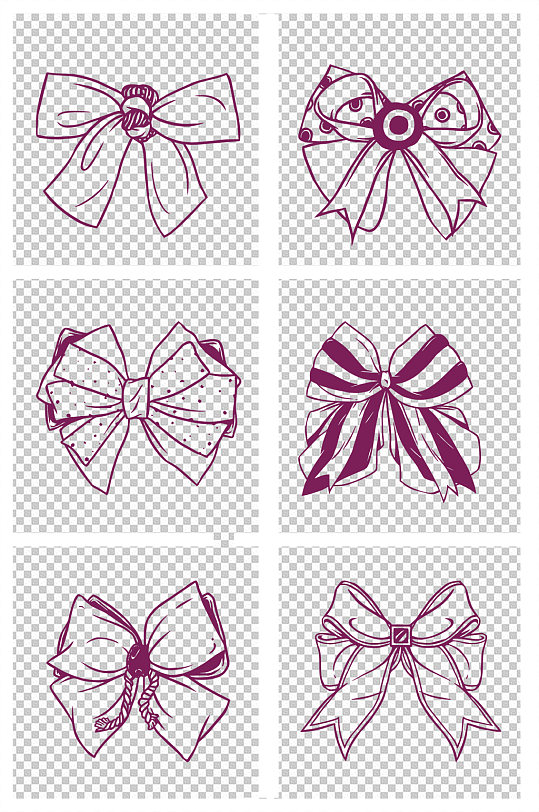 手绘卡通红色蝴蝶结丝带