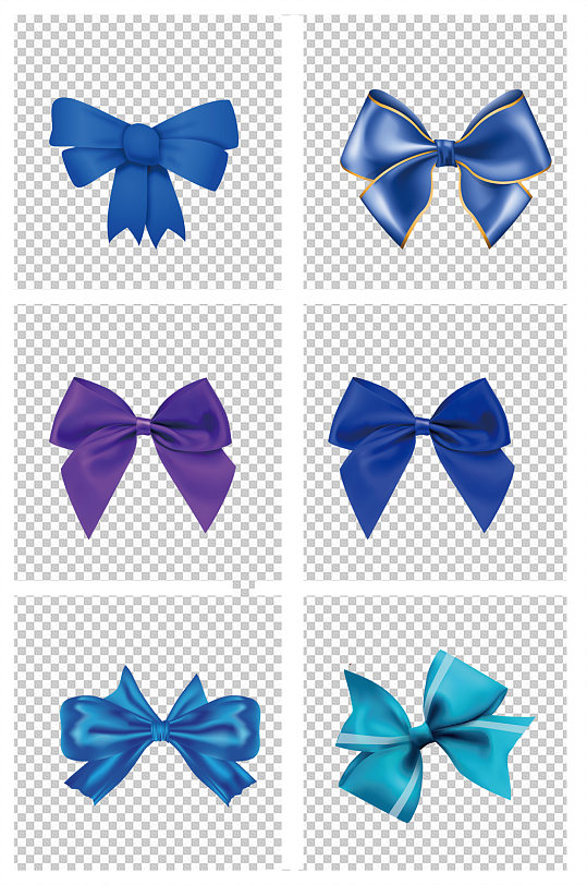 手绘卡通蓝色蝴蝶结丝带