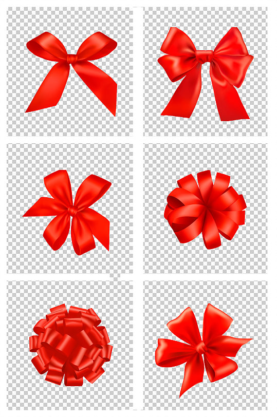 手绘卡通红色蝴蝶结丝带