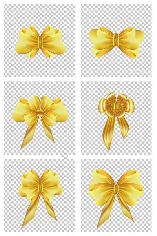 手绘卡通金色蝴蝶结丝带