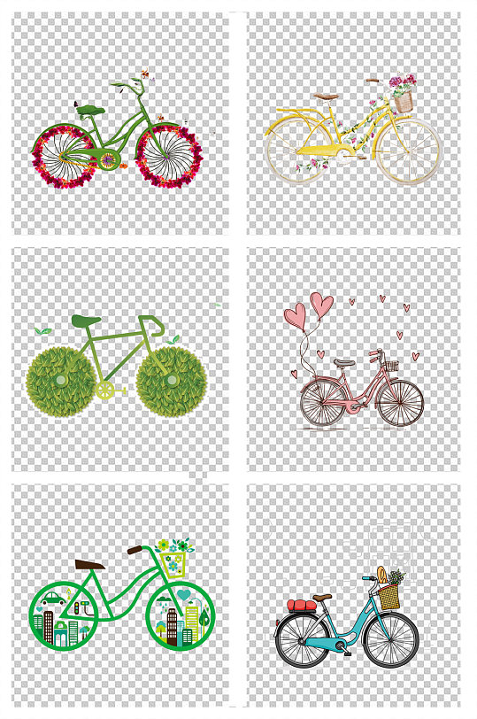 自行车绿色出行手绘