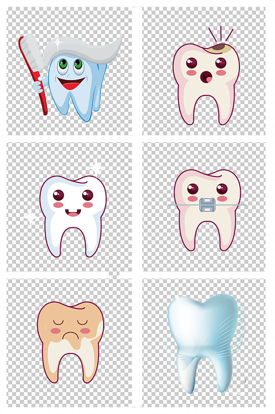 牙科手绘牙齿素材