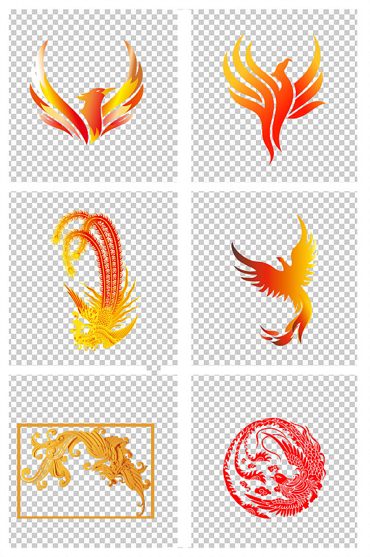 手绘火凤凰中国风素材