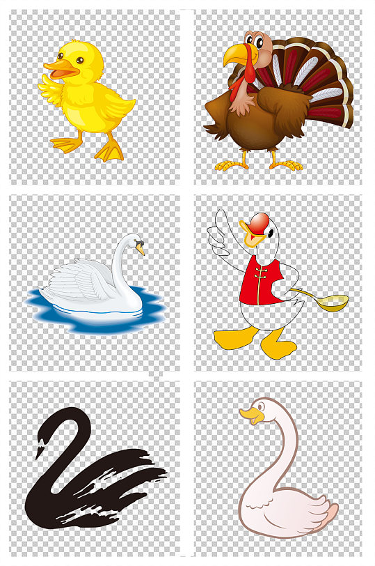 卡通手绘鸡鸭鹅家禽
