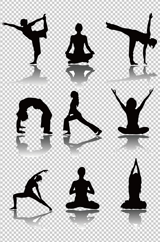 健身场所瑜伽剪影-众图网