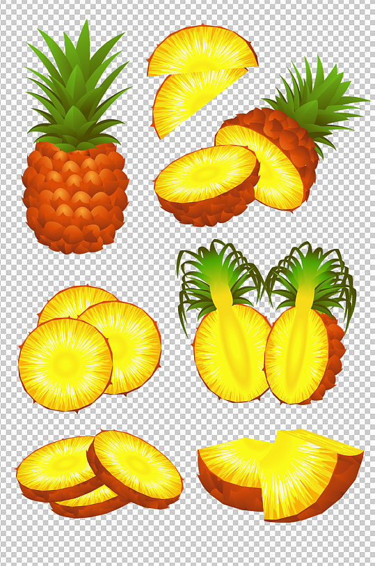切开的菠萝手绘水果