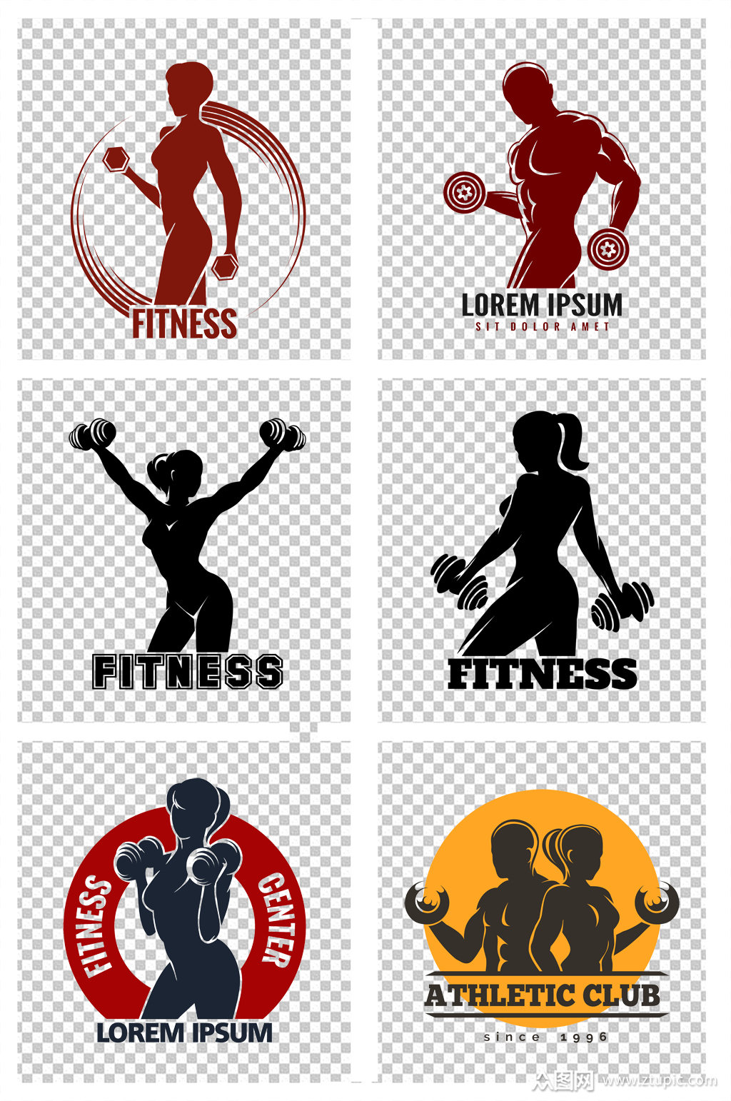 健身房剪影哑铃图标模板下载-编号298818-众图网