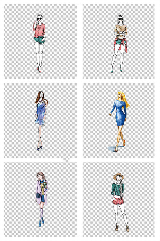 手绘美女服装模特