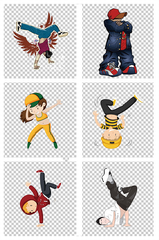 卡通手绘街舞跳舞