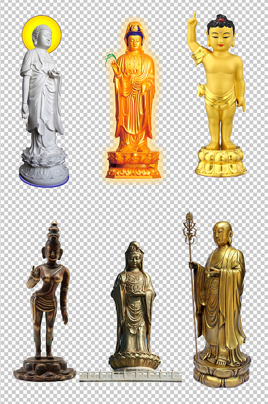 金色站立佛像素材